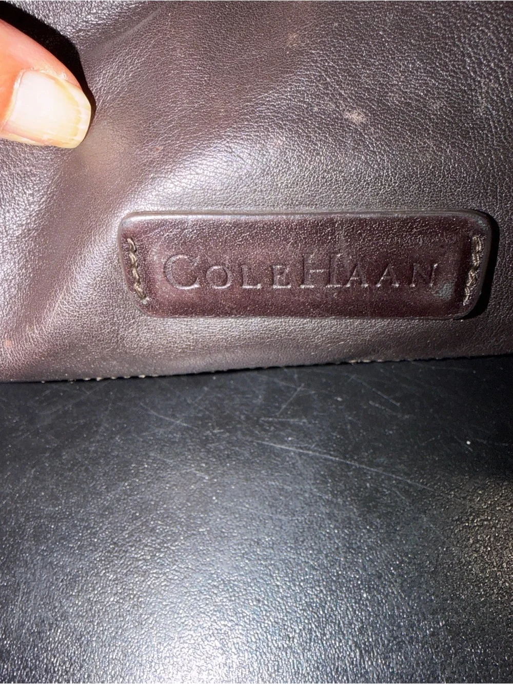 Cole Haan dark Brown Leather Messenger Bag with Adjustable Strap